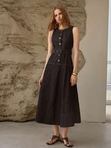 MOTF PREMIUM WOMEN'S CASUAL/DATE DENIM DRESS, SPRING/SUMMER - Blue - View 5