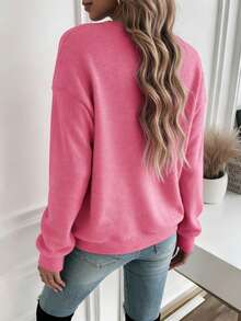 EMERY ROSE Áo nỉ dài tay cổ tròn in hình trái tim, thích hợp cho mùa Thu/Đông. - Hồng - Xem 4