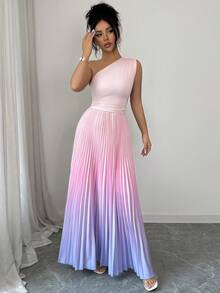 Elenzga Women's Sleeveless Casual Elegant Gradient Pleated Dress, Suitable For Beach, Summer Outfit, Photography - Multicolor - View 6