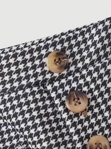 SHEIN MOD Damskie spodnie w stylu retro z nadrukiem w pepitkę - Czarne i Białe - Zobacz 3