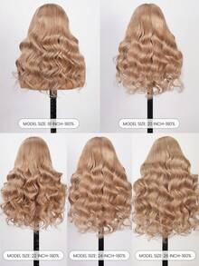 ALL READY WIG 灰蜜金色升级版 13x6 无胶蕾丝前假发 波浪卷发 雷米真人发假发 预剪耳到耳蕾丝假发 皮肤融化 女士适用 - S613/Yellow - 查看 9