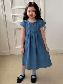 DAZY Girls' Denim Jumper Dress, Fall - Blue - View 6