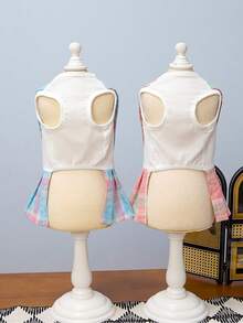 PETSIN 狗狗服装、猫咪服装、动物裙装、宠物春夏新品系列、幼犬连衣裙、公主风百搭连衣裙、条纹印花、小型动物服装、清凉防晒霜 - 彩色 - 查看 7