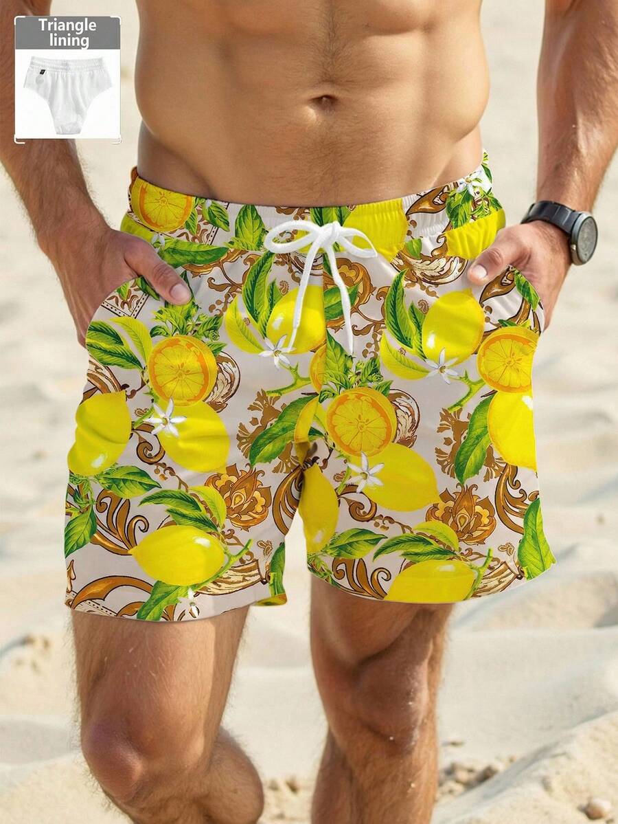 Manfinity RSRT Men's Minimalist Print Beach Shorts - Multicolor - View 1