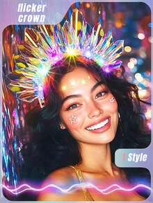 1PC LED Glowing Headband Decor Light - Luminous Holiday Headpiece Gift, Birthday Decor, Wedding Decor Party Flashing Crown Atmosphere Light, Suitable For Nightclub, Cosplay, Music Festival, Headband Light, New Year, Party, Bar, Birthday And Wedding Neon Headband Atmosphere Light - Luminous headband light - View 2