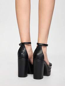 ROMWE Goth Women's High Heel Sandals, 2025 New Stylish High Heels Platform Casual Sandals - Black - View 5