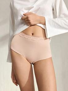 Ocili Leisure Basic White Cotton Lace Low Waist Comfortable Simple Soft 100% Cotton Chic Autumn Casual Sports Women Boyshort Panties - Yellow - View 4