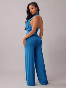 Radiana Bộ jumpsuit cổ yếm gợi cảm và thanh lịch dành cho nữ, thích hợp cho các buổi hẹn hò, tụ họp, tiệc tùng, hộp đêm, lễ hội, jumpsuit gợi cảm, jumpsuit dự tiệc cho nữ, jumpsuit cổ yếm cho nữ - Màu xanh lam - Xem 7