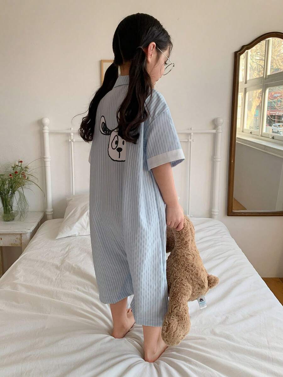 DAZY Young Girl Girls Striped Jumpsuit Loungewear - Blue - View 1