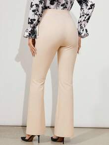 Amorya 女士纯色高腰休闲百搭裤 - 杏色 - 查看 2