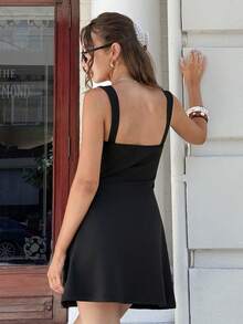 MainGRL 2026SS New Black Lace Patchwork Women's Mini Dress - Black - View 2