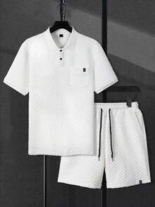 Manfinity Homme Bộ áo polo nam tay ngắn, chất liệu vải dệt họa tiết, có túi, thích hợp mặc ở nhà, đi chơi và tụ họp. Bộ 2 món cho nam, bộ polo mùa hè cho nam, bộ đồ hai mảnh nam, quần short nam, bộ đồ hai mảnh màu trắng cho nam, quần trắng hai mảnh cho nam. Thích hợp cho phong cách cổ điển, sinh hoạt hàng ngày, những chuyến đi cuối tuần, hoạt động ngoài trời, du lịch, môi trường làm việc thoải mái hoặc các dịp bán trang trọng, quà tặng cho bạn trai/chồng, quà kỷ niệm/sinh nhật, tiệc tùng, kỳ nghỉ hè, trang phục đi biển, đám cưới kiểu Hawaii, mùa xuân đến hè. - trắng - Xem 3