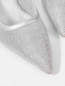 CUCCOO HITCHD Spring/Autumn New Silver Stiletto Pointed Toe Mesh Hollow Rhinestone Fashionable Sexy Women High Heels - Silver - View 12