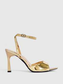 CUCCOO SZL Giày sandal cao gót nữ màu đỏ tía tối giản, có thể điều chỉnh, thích hợp cho mặc hàng ngày, giày mùa xuân, kỳ nghỉ xuân, lễ Phục sinh, dạ hội. - Vàng trung bình - Xem 4