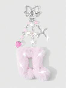 ROMWE Kawaii 1. Móc khóa đa năng mới, sáng tạo, ngọt ngào và dễ thương, tinh tế, cao cấp, màu trắng ngọc trai giả, hình ngôi sao, nơ, hoa dâu tây, đá quý sáng lấp lánh, hình chữ thập, mũi tên xuyên tim, cánh acrylic, chấm bi, dây đeo cổ tay, ngôi sao hai mặt màu hồng, nốt nhạc nhung, mặt dây chuyền DIY, phụ kiện móc khóa, mặt dây chuyền túi xách, thích hợp cho chị em gái, bạn gái, bạn bè, các cặp đôi đeo hàng ngày, quà tặng ngày lễ. - Màu hồng -1 - Xem 11