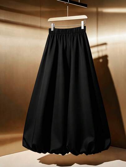 GlowEve CURVE 大码女式纯色优雅褶皱腰部泡泡裙