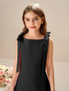 Pitira Pitira 少女纯色修身无袖连衣裙 - 黑色 - 查看 3