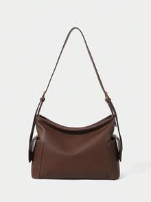 SHECARRY 女士单肩包，柔软鹅卵石纹PU皮革斜挎包 - 咖啡 - 查看 4