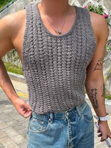 DAZY Men Sweater Vests Summer - Grey - View 3