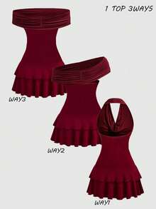 GlowEve Women's Knitted Elegant Summer Women's Dress - Red - View 2