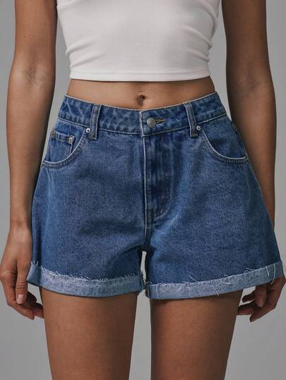 MUSERA 宽松低腰牛仔短裤，秋季基础款，可爱街头风，外出休闲百搭，春夏必备单品