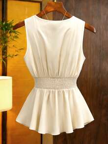 Lyxana Women's Solid Color V-Neck Lace Patchwork Elegant Fashion Camisole - Apricot - View 2