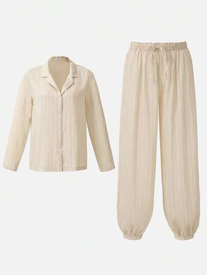 Ocili Women's Striped Long Sleeve Lounge Set, Winter Clothes