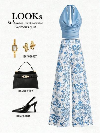 GlowEve Elegant And Fashionable Summer Two Pieces Set With Woven Print For Women