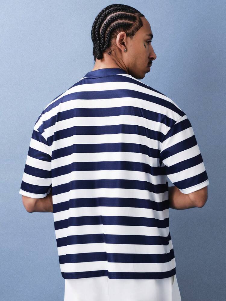 Striped Tee With Logo Print