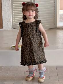 DAZY Toddler Girls' Leopard Print Casual Street Style Denim Dress - Brown - View 8