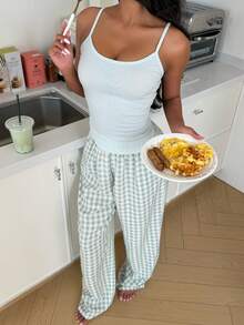 ZzzCrew Women's Fresh Striped Top And Plaid Pants Pajama Set - Multicolor - View 3