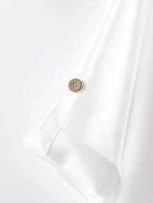 EMERY ROSE Plus Floral Print Roll Up Sleeve Blouse - White - View 3