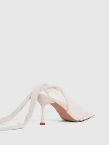 CUCCOO SZL Women's Suede Apricot Sexy Pointed Toe Bow Tie Fashion Date High Heel Pumps - Apricot - View 4