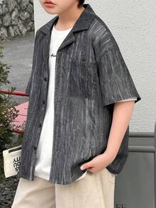 DAZY Tween Boy Summer Casual Retro Short-Sleeve Shirt - Grey - View 3