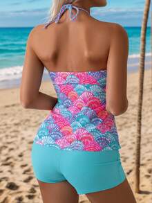 Swim Lushoire 2pcs Women Camisole Strap Bikini Shell Swimsuit, European And American Style Braided Swimwear, Summer - Multicolor - View 2