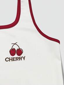 Resyla Women's Square Neck Letter Embroidery Contrast Trim Casual Tank Top - Multicolor - View 6