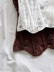 Soleia Solid Color Lace Fashionable Elegant Summer Fishbone Boned Shapewear Corset - Multicolor - View 4