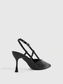 CUCCOO SZL Giày sandal cao gót mũi nhọn màu đen bóng, chất liệu giả đá, quai ngang mắt cá chân, kiểu dáng gợi cảm dành cho nữ, thích hợp cho các bữa tiệc. - màu đen - Xem 13