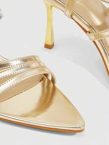 CUCCOO SZL Damen Spitze Zehen Schnallen Design Mode High Heel Sandalen für den täglichen Gebrauch - Gold - Übersicht 10