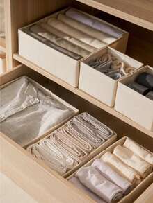 Pc Cloth Lingerie Compartment Storage Box, Drawer-Type Underwear Organizer For Home Use Decorations - Beige - View 5