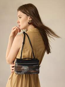 PREMIUM SQUARE OPENWORK BAG - Blue - View 9