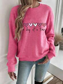 EMERY ROSE Áo nỉ dài tay cổ tròn in hình trái tim, thích hợp cho mùa Thu/Đông. - Hồng - Xem 3