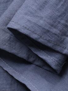 DAZY 2pcs/Set Women Casual Collared Tie-Waist Top And Pants Commuter Outfit - Blue - View 7