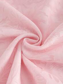 Franclia 2026 Elegant Dress, Ruched Waist Floral Jacquard Dress With Ruffled Collar, Comfortable Lining, Suitable For Commuting, Vacation, Evening Party, Spring/Summer New Arrival Pink Floral Dress Women's Pink Dress Pink Tea Party Dress Beaded Neckline Dress Pink Floral Women Dress Rose Dress - Pink - View 7