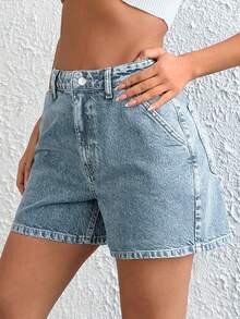 EURMUSE Casual Sexy Versatile Summer Loose Denim High Waist Vintage Shorts Swimming Pastal - Light Wash - View 4