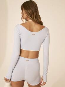 Aralina SEAMLESS LEISUREWEAR 二合一长袖骑行短裤套装 - 淺藍色 - 查看 2