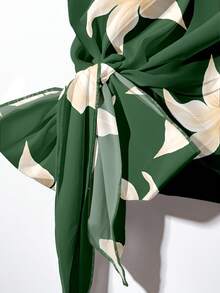 EMERY ROSE Women's Blouse With Tie Bow & Floral Print, Loose Straight Leg Pants 2 Pieces Set,Casual - Multicolor - View 5