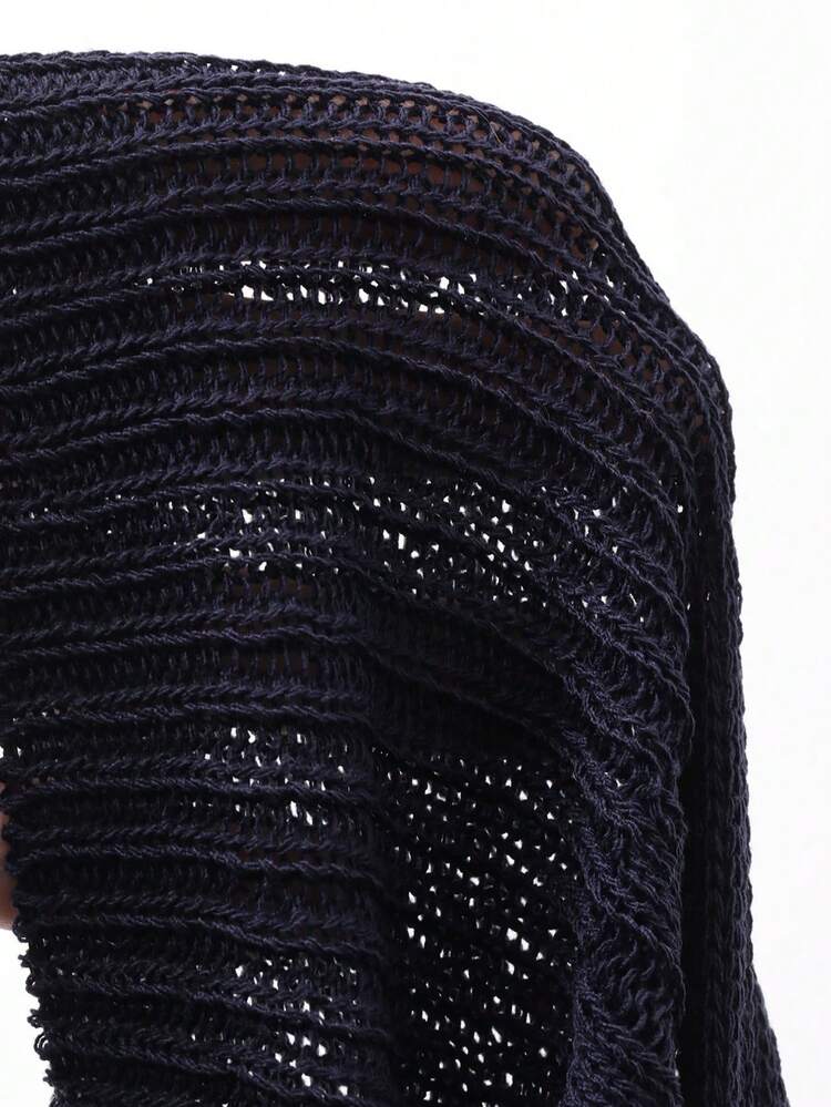 Women's Summer Round Neck Short Sleeve Thin Sheer Backless Sexy Casual Fitted Knit Top