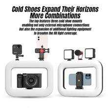 Handheld Rectangle LED Ring Light | 20W High Brightness Fill Light | CRI96+ Dimmable Video Light | Cold Shoe Extendable Rig | Rechargeable Light For Live Stream & Photography - multicolor - View 6