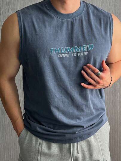 DAZY Men's Distressed Fitted Tank Top, Summer